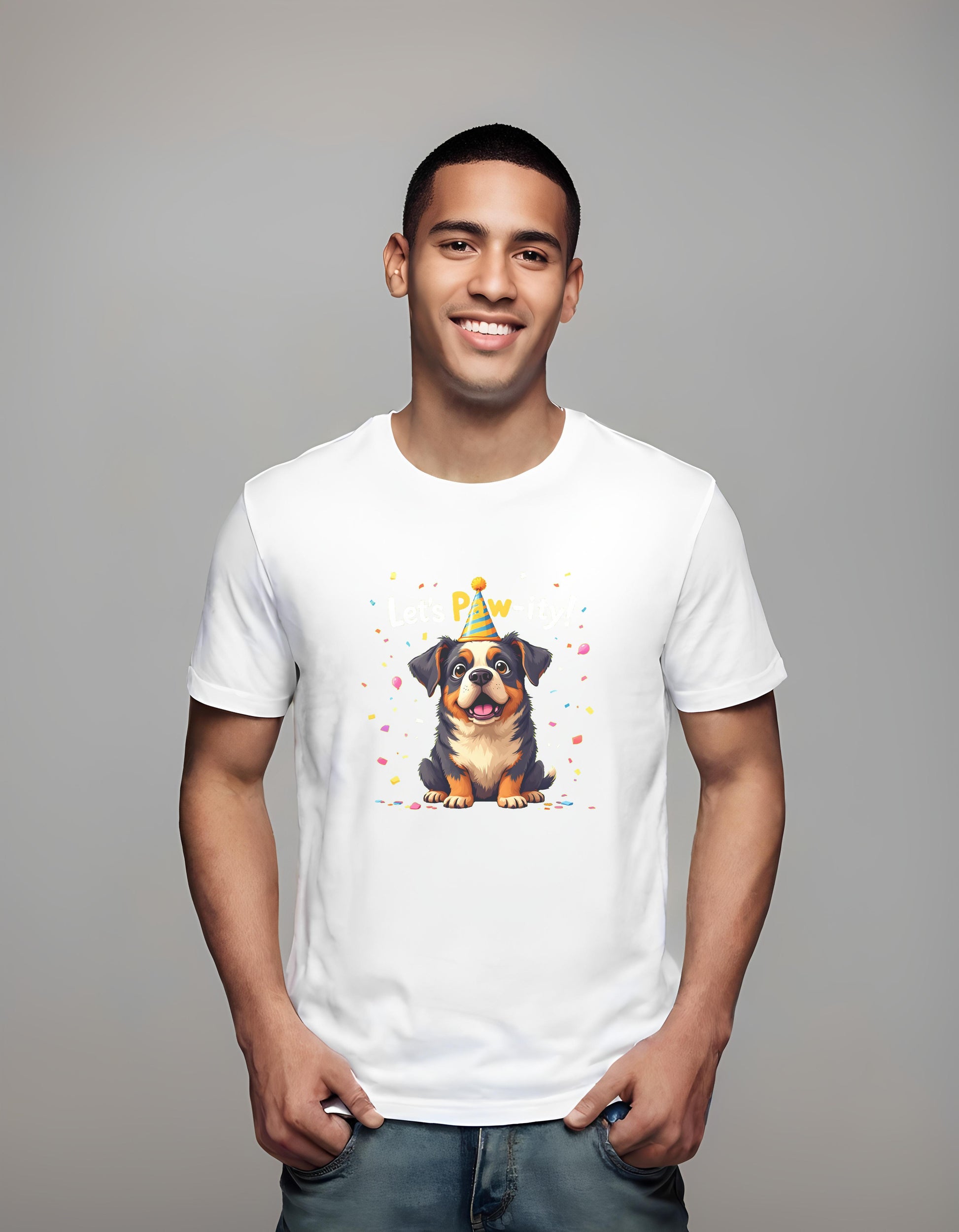 dog party shirt - cartoonish dog - invitation design - t-shirt