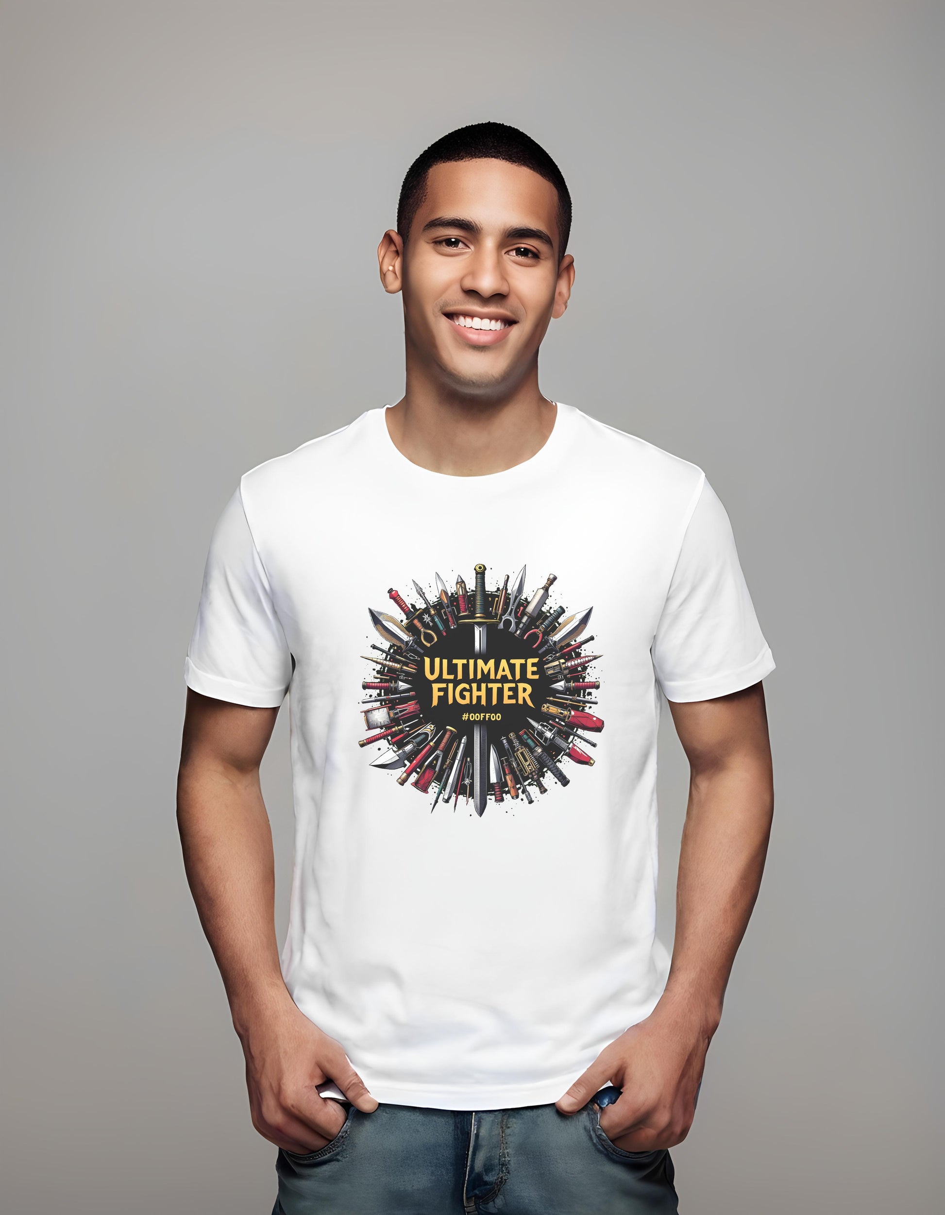 t-shirt - comic book style design - weapons