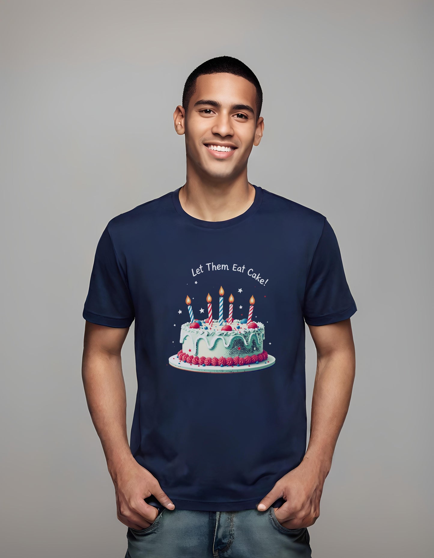 casual celebration wear - t-shirt - patriotic cake - festive mood