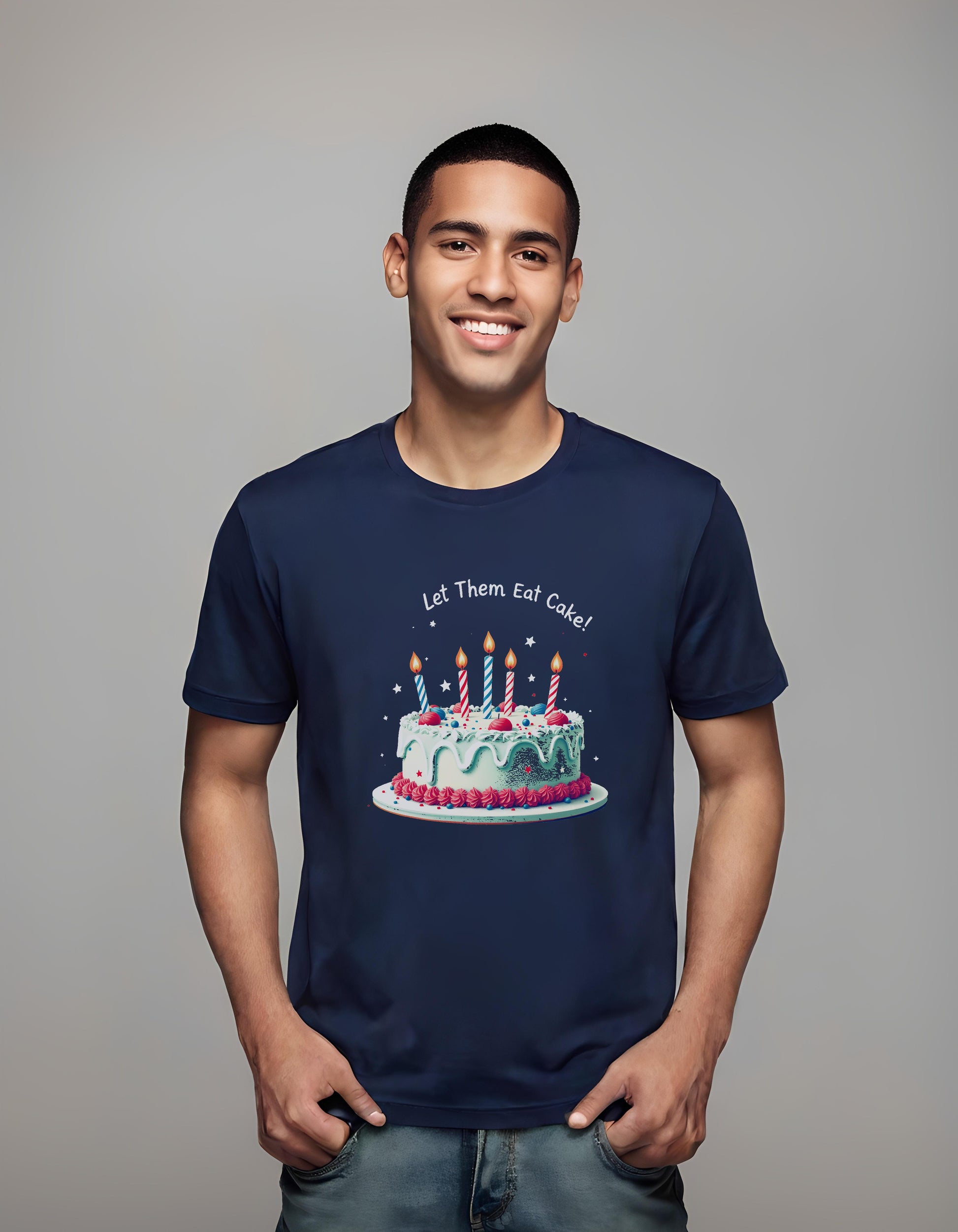 casual celebration wear - t-shirt - patriotic cake - festive mood
