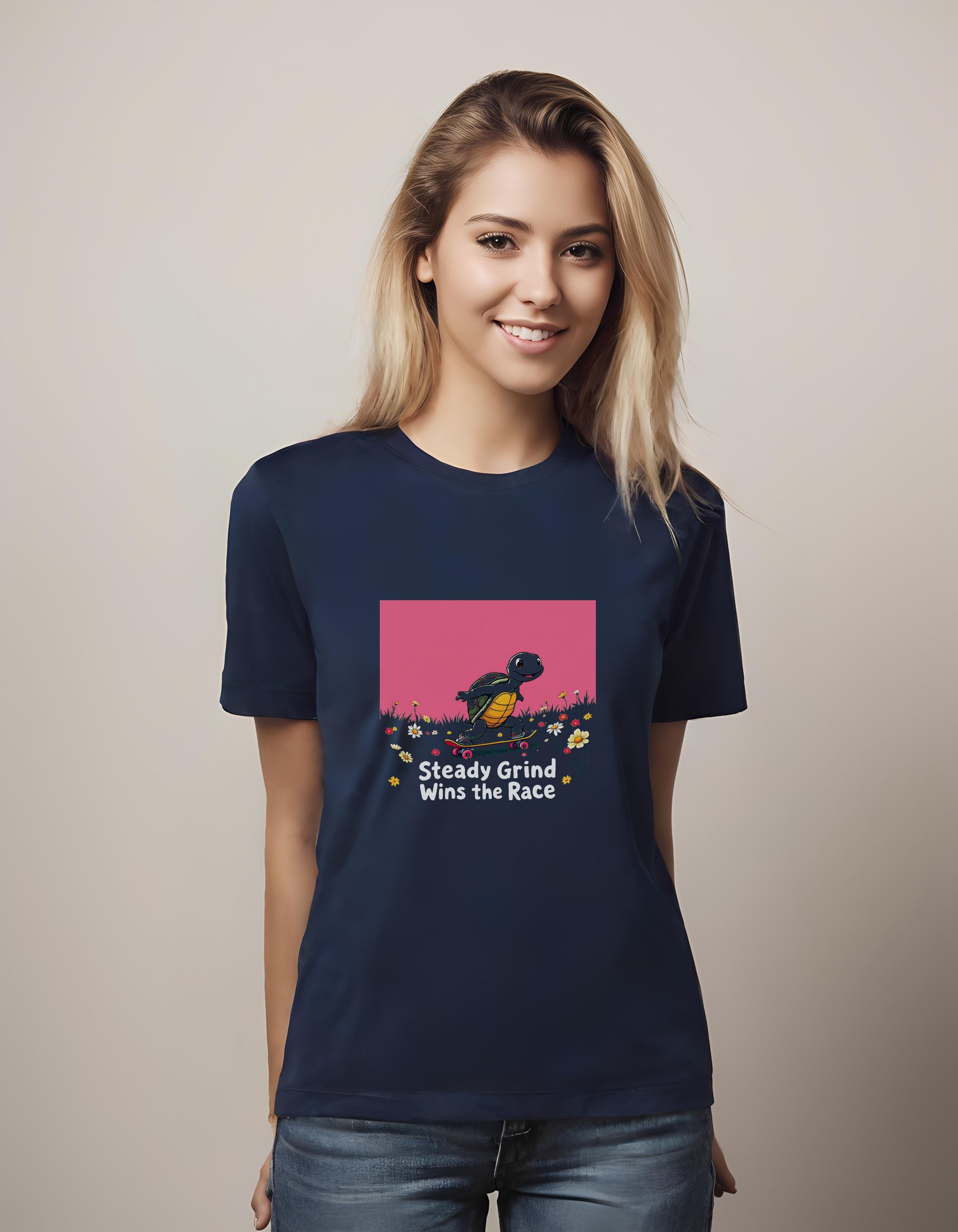 t-shirt - turtle and flowers - skateboard turtle graphic - casual