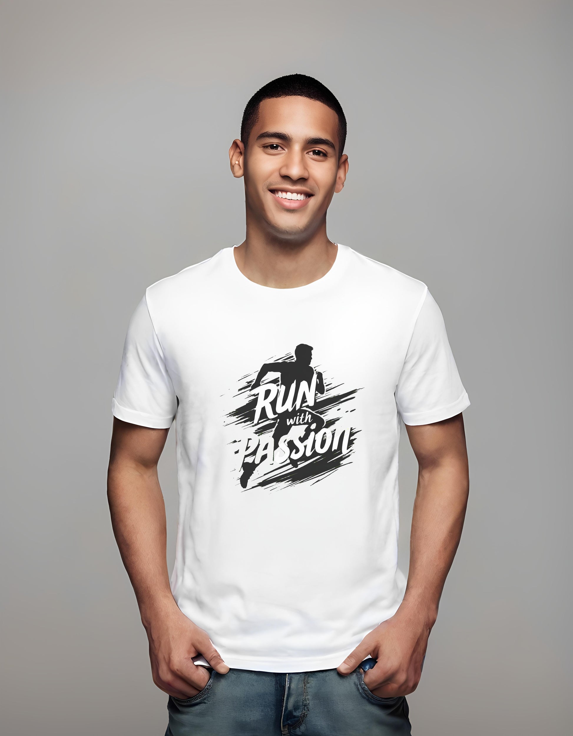 dynamic running art - running design - bold running figure - t-shirt