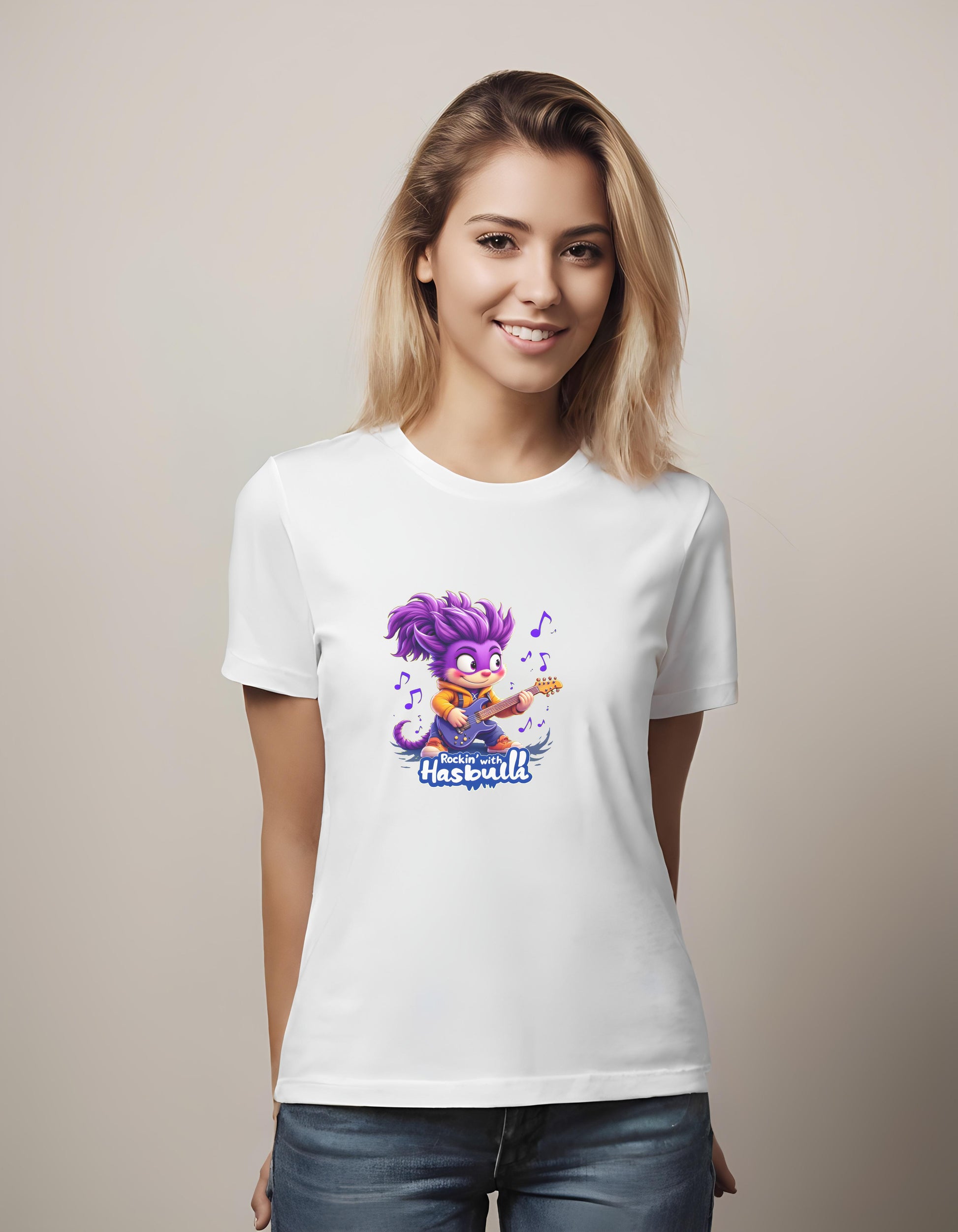 colorful character print - t-shirt - musical notes design