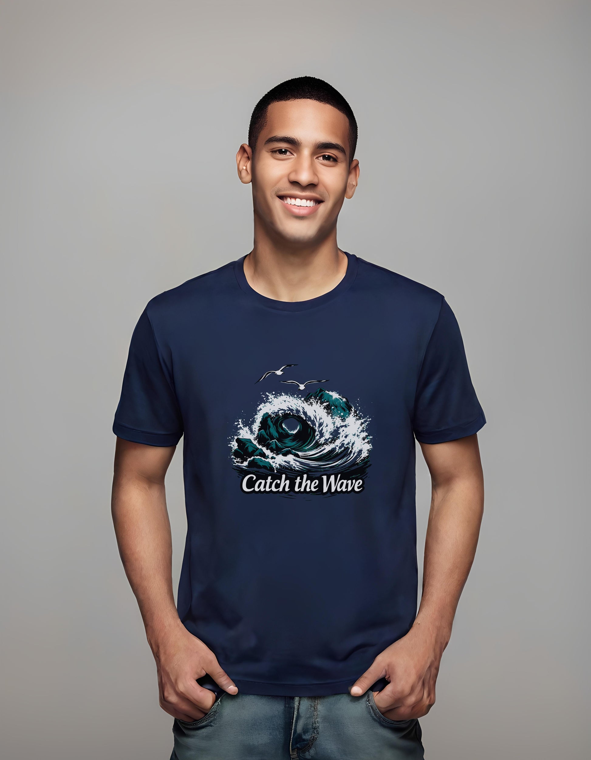 crashing waves design - t-shirt - freedom - modern surf art