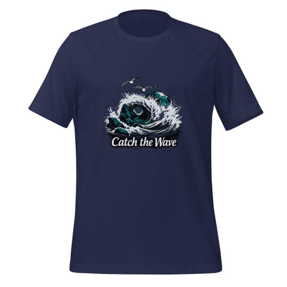surfing merchandise - t-shirt - rugged rocks illustration - playfulness