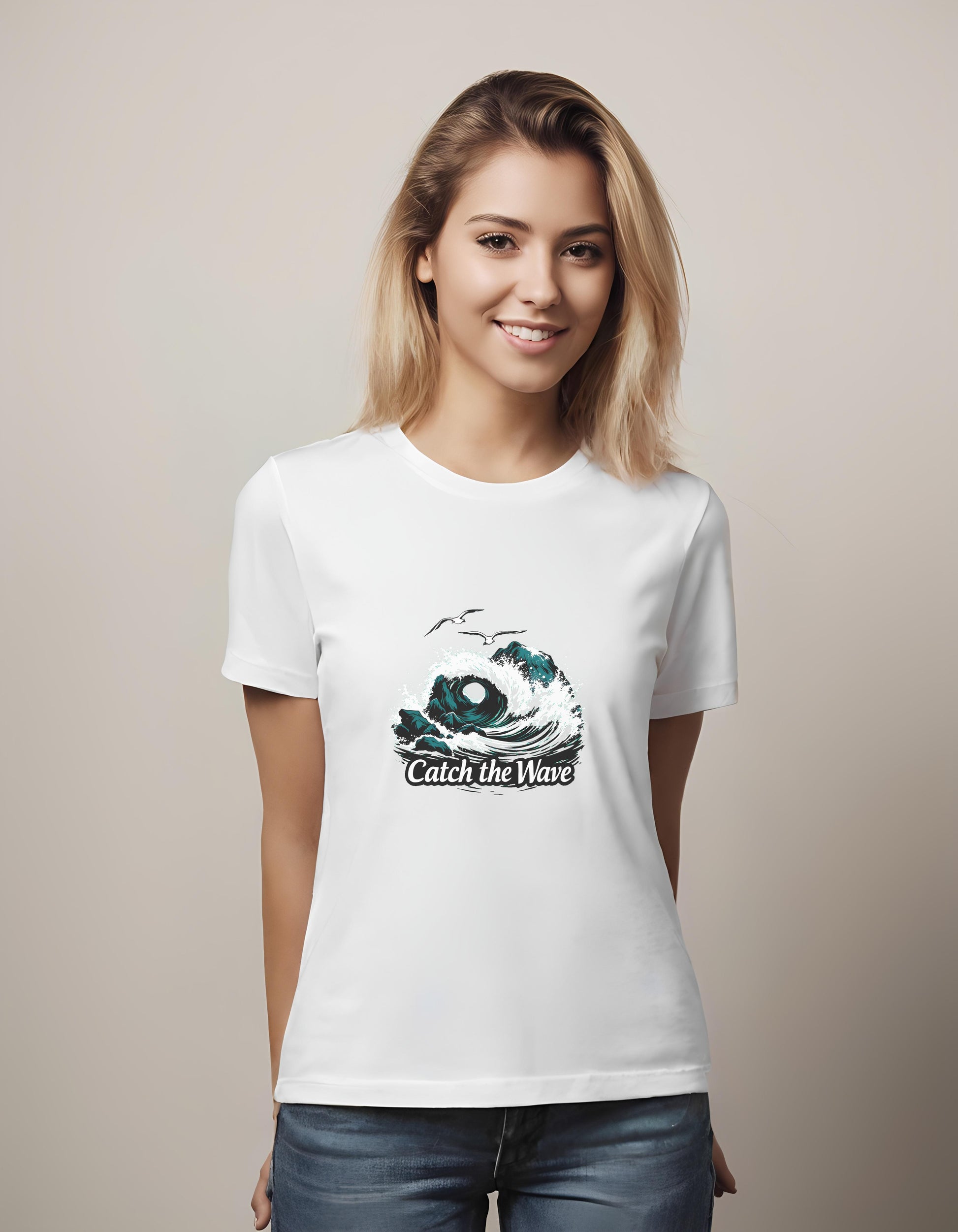 beachgoers - waves - t-shirt