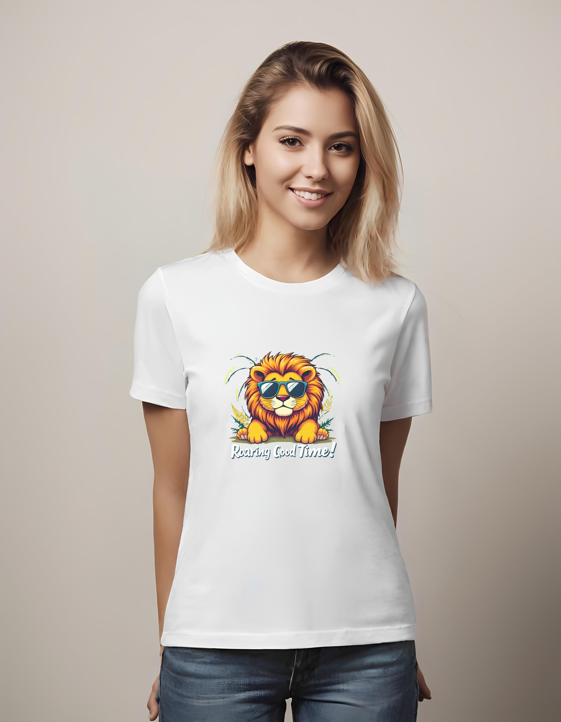 t-shirt - vibrant - cheerful lion illustration