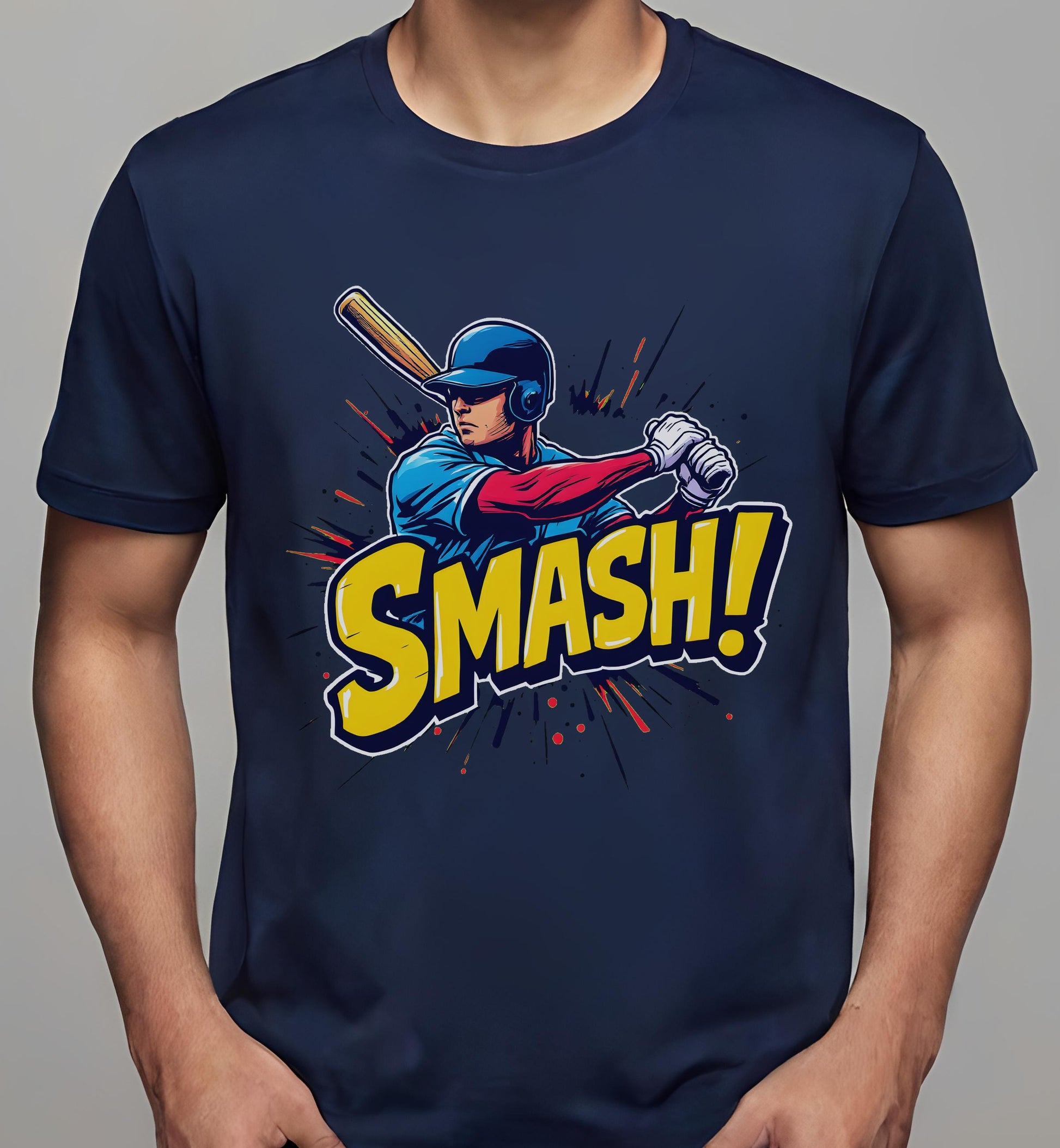 comic action illustration - youthful - t-shirt - navy