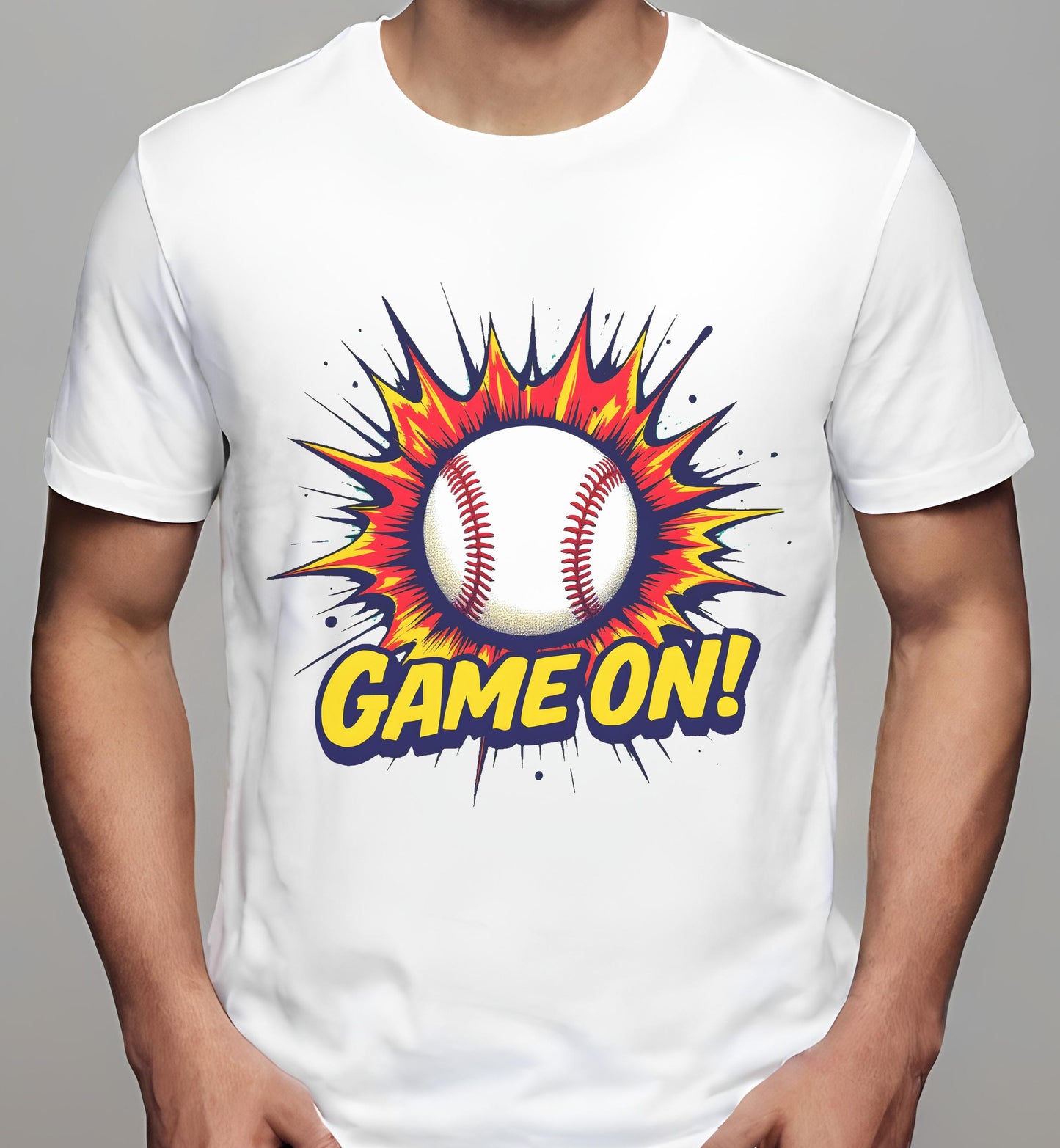 t-shirt - white - sports merchandise - energetic design - event organizers