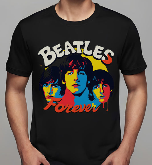 retro pop art - t-shirt - unique home decor - black - beatles artwork