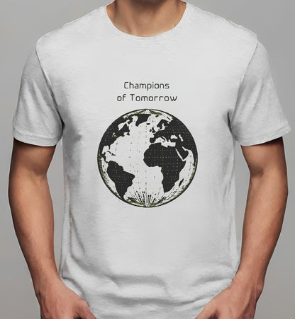 tech-inspired globe - black champions t-shirt earth - t-shirt - athletic_heather - sustainability