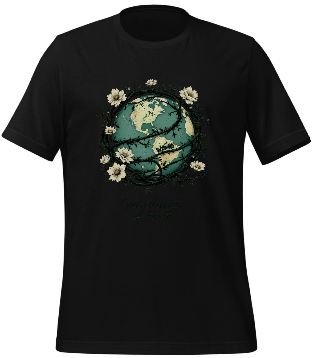 environment - men - stylized globe art - black - t-shirt