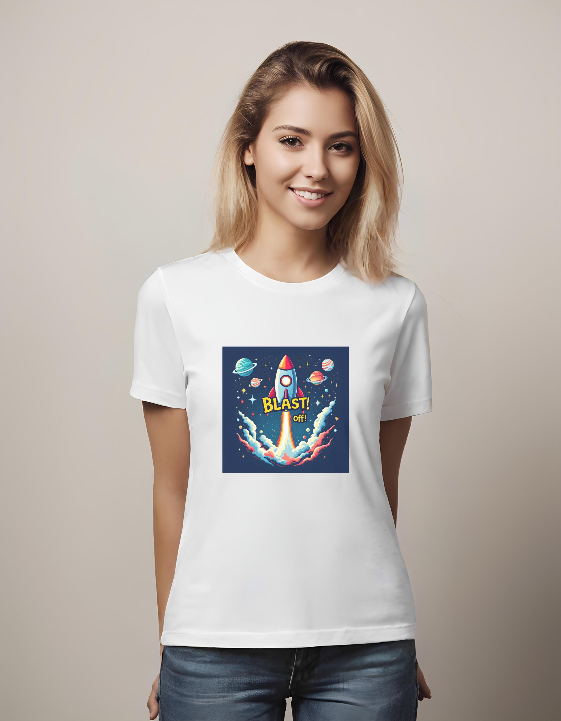 space - childhood - educational rocket design - t-shirt