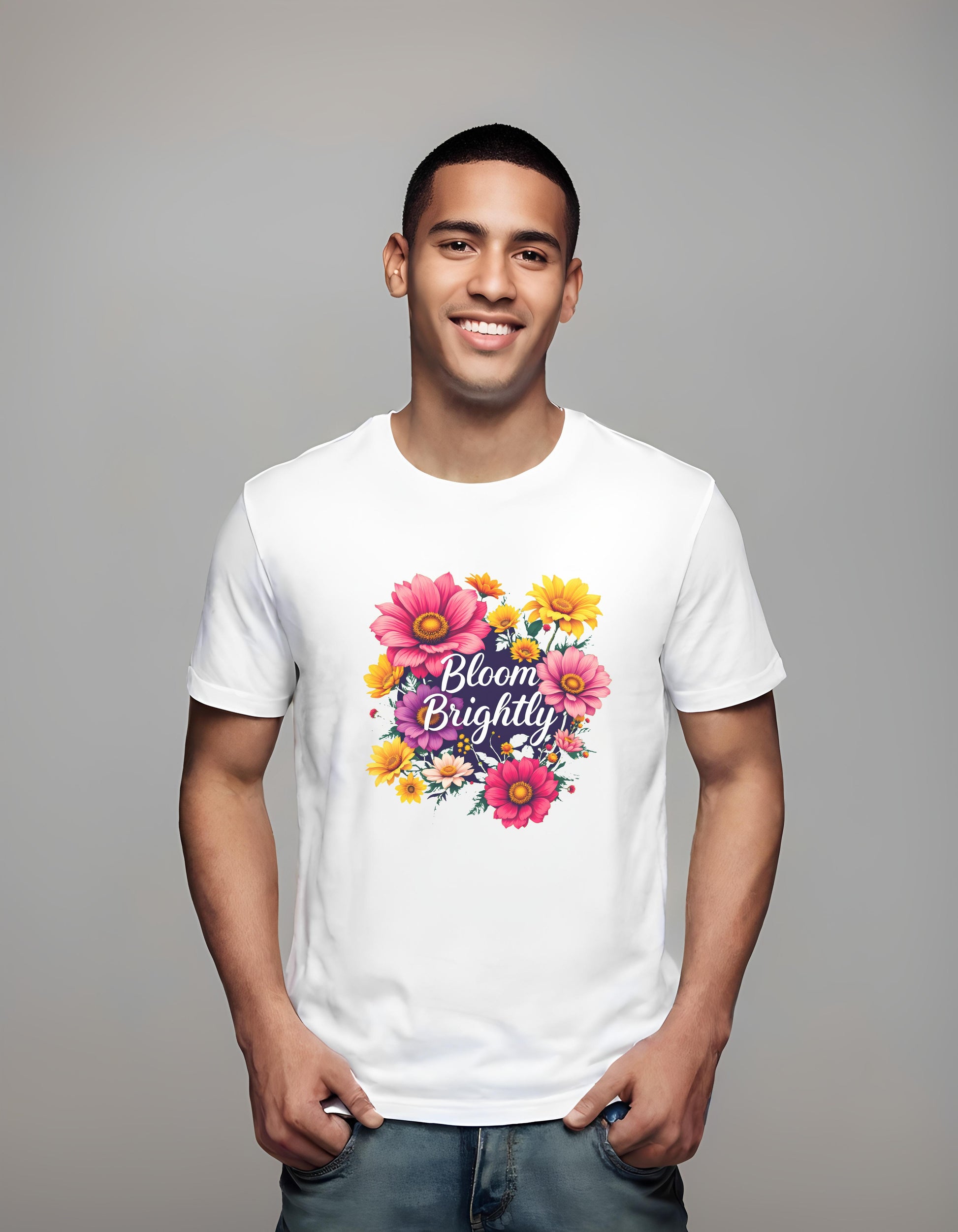 men - artistic floral composition - t-shirt - nature inspired art