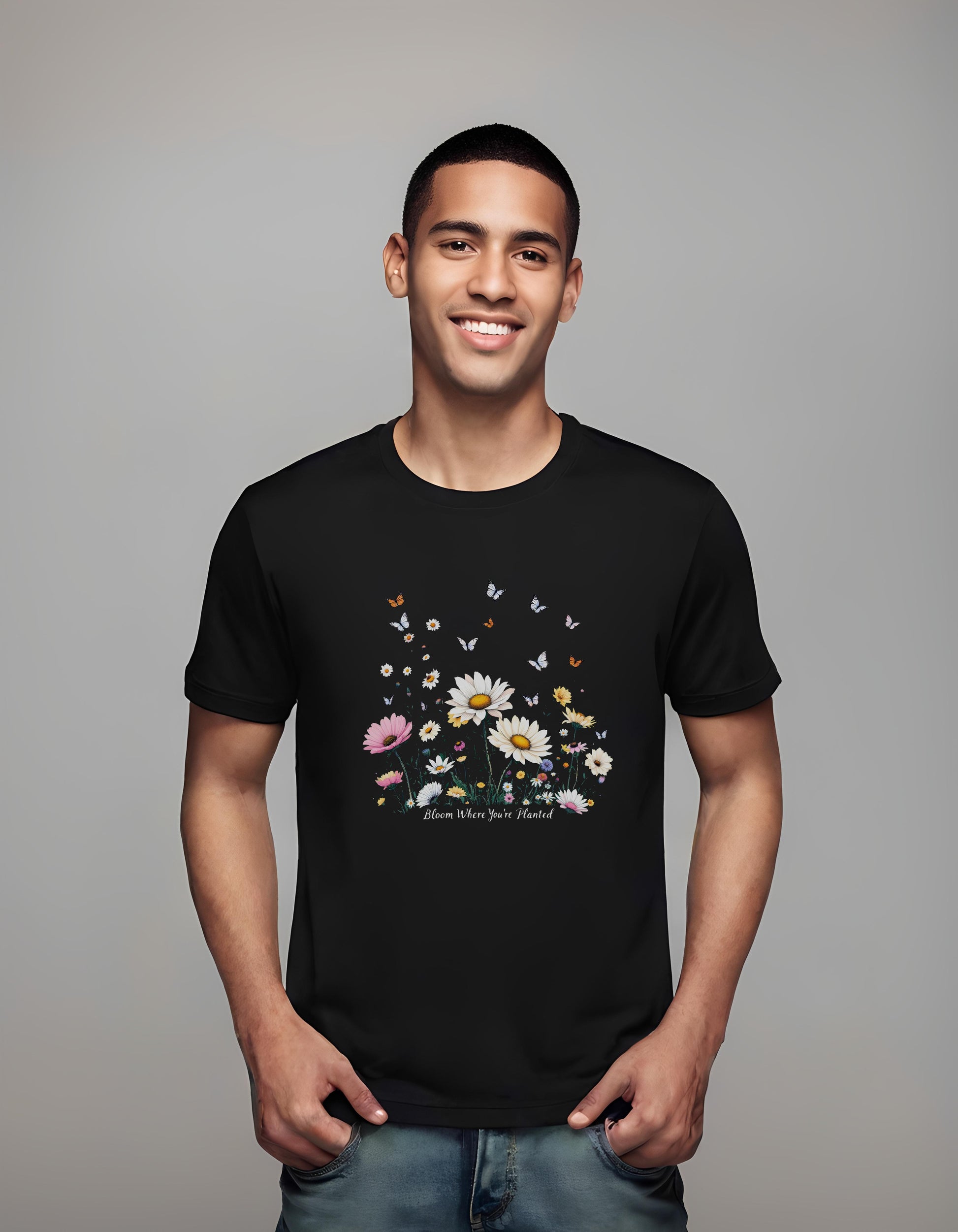 t-shirt - bright floral art - garden