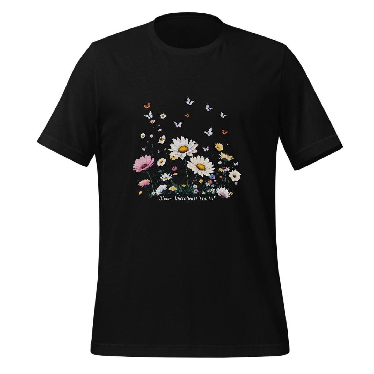 bright floral art - t-shirt - butterfly art - inspiring quotes