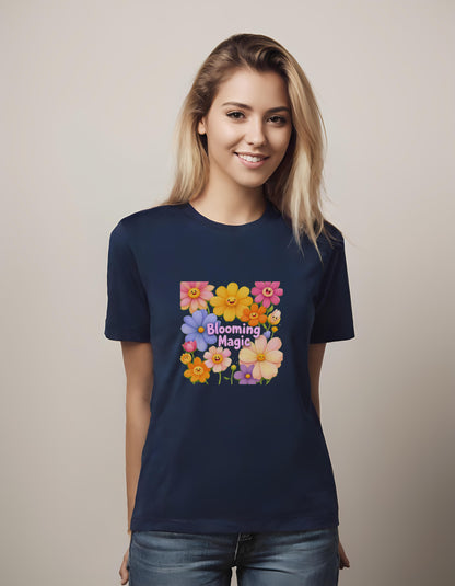 friends - colorful floral art - women - t-shirt