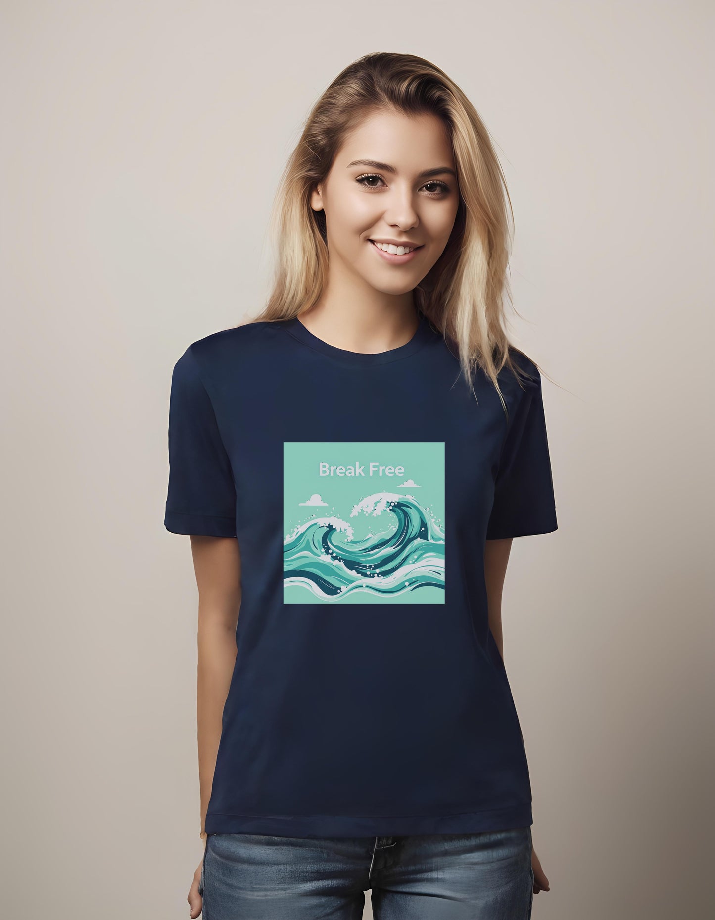 vibrant wave illustration - t-shirt - depth