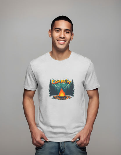 cotton campfire t-shirt - illustrative campfire - adventure clothing