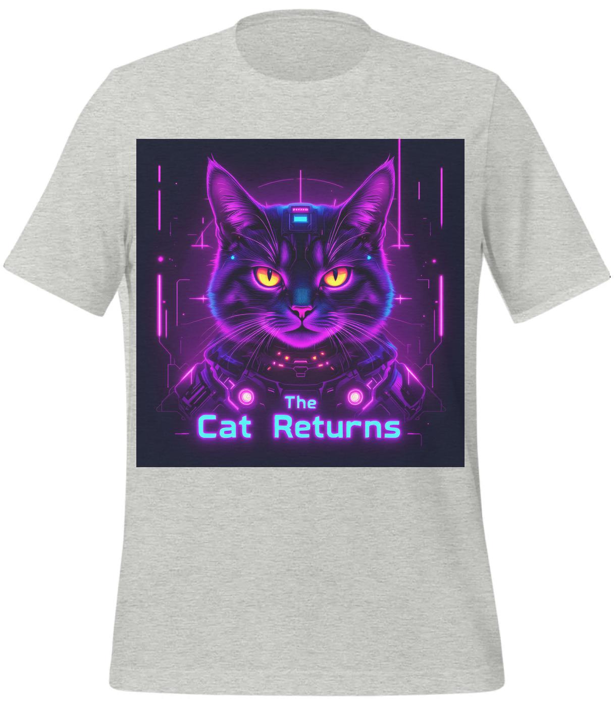 high-tech cat design - digital cat head - athletic_heather - t-shirt