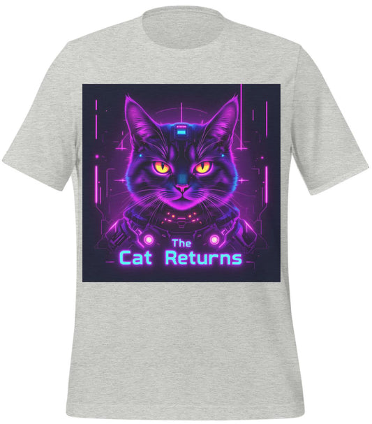 high-tech cat design - digital cat head - athletic_heather - t-shirt