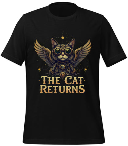 curiosity - black - curious cat decor - steampunk cat design - t-shirt