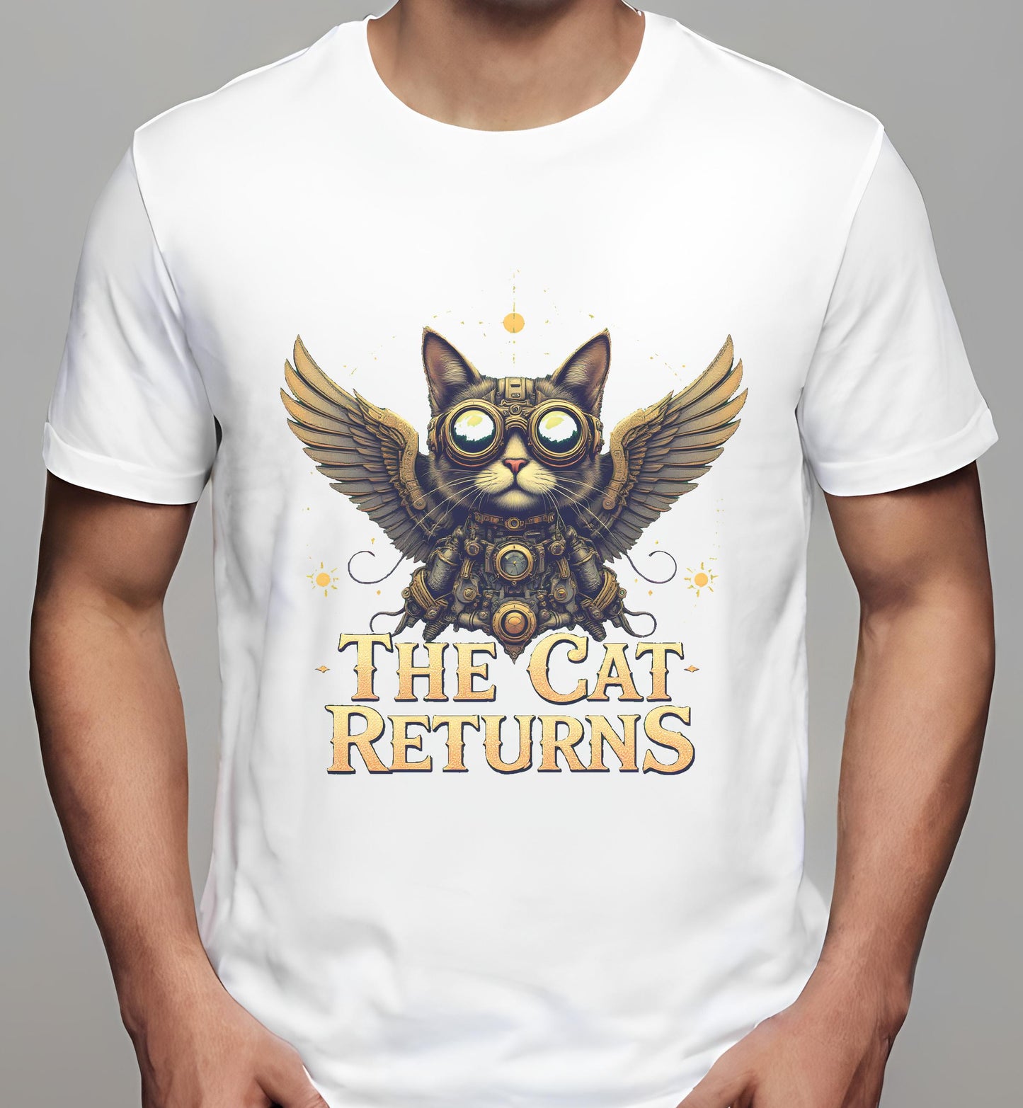 t-shirt - women - white - steampunk fans - cat-returns-shirt