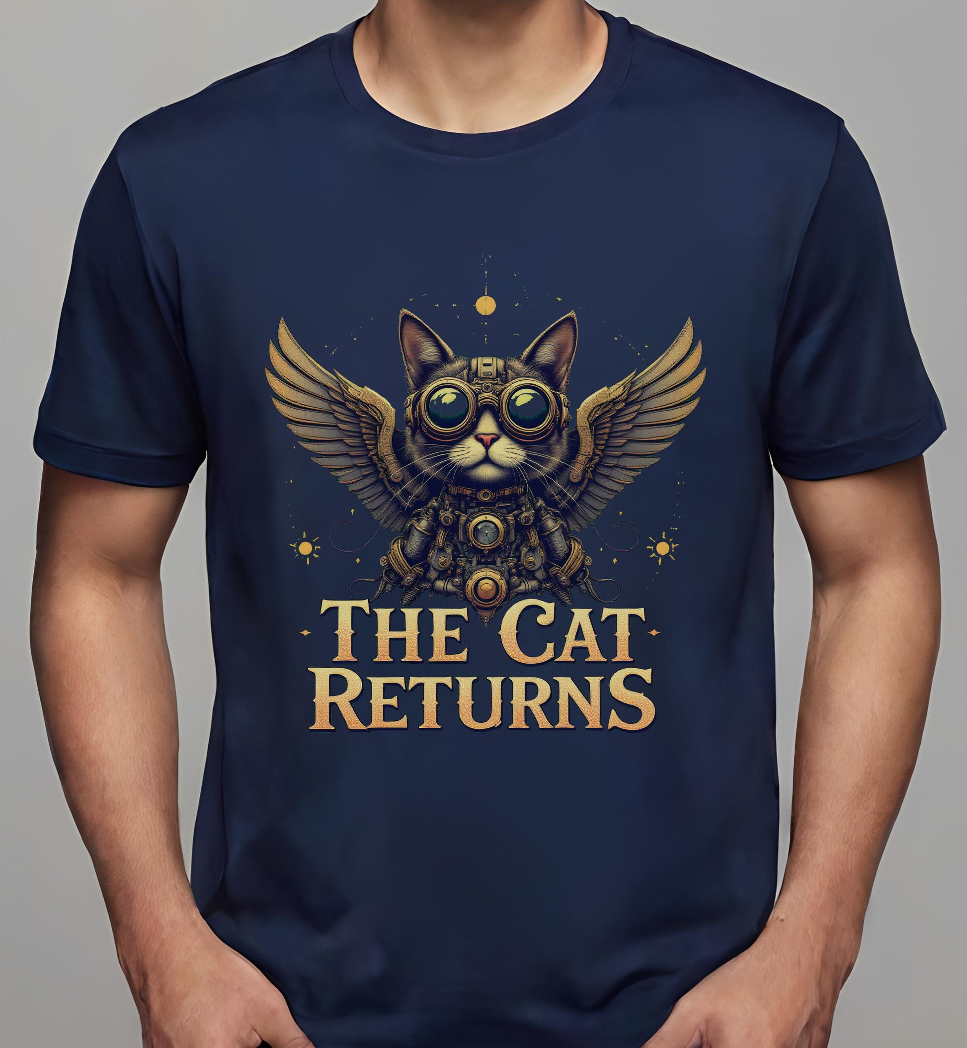 striking cat visuals - t-shirt - artistic - navy - cats