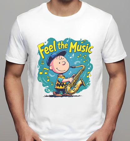 celebration - white - t-shirt - cartoon music - music event graphics