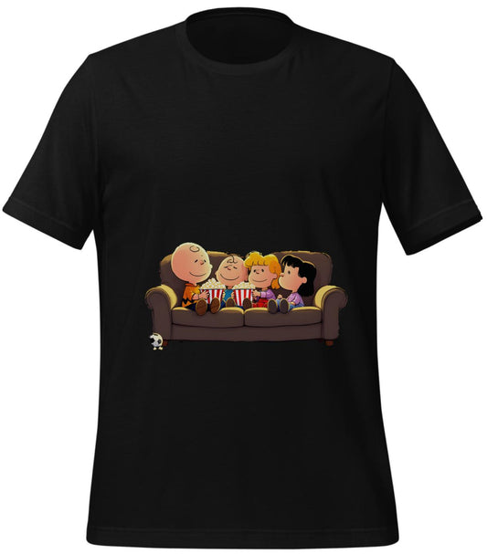 black - cartoon couch scene - unisex - t-shirt