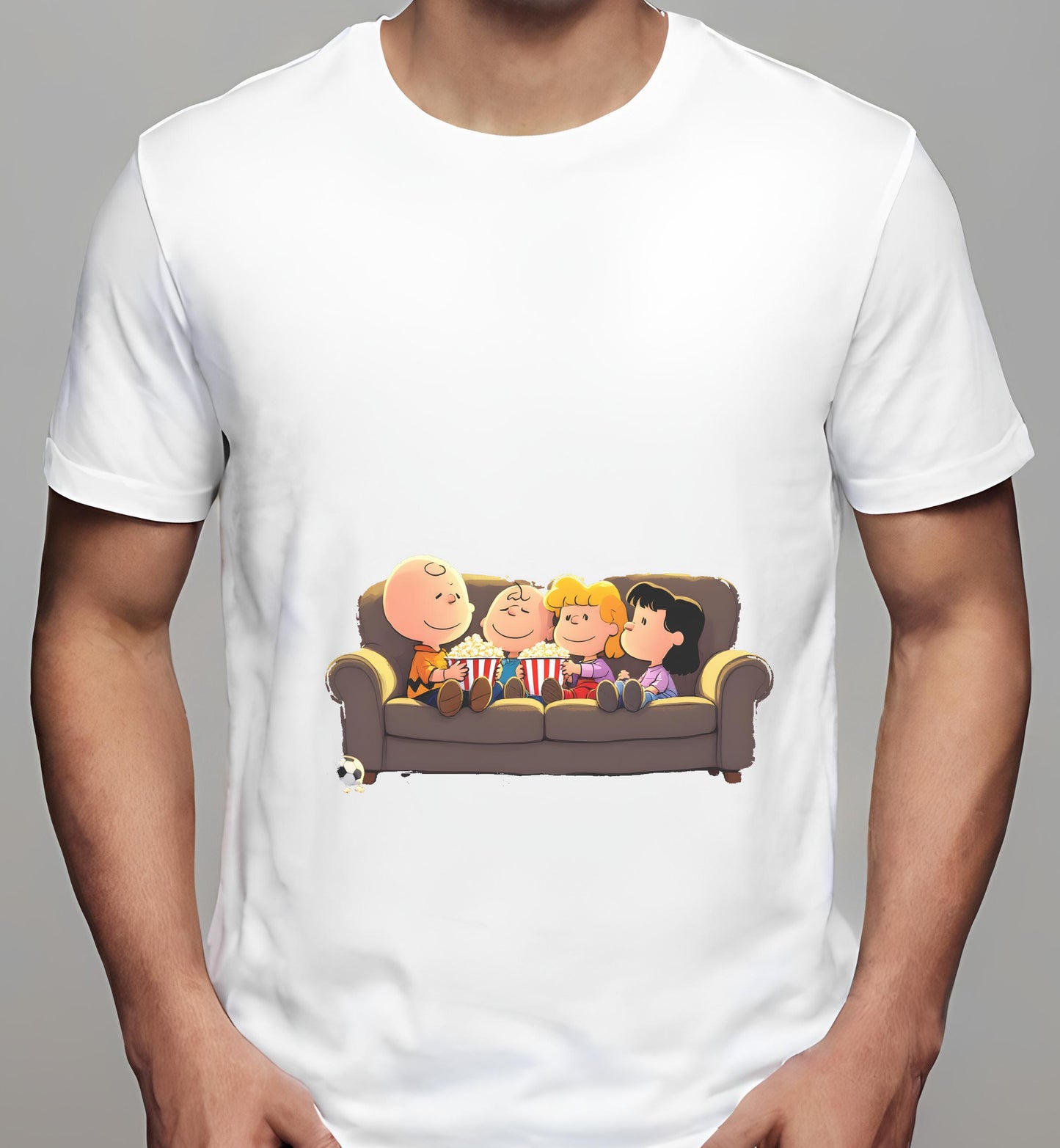 white - movie lovers - popcorn lovers - comic characters wall art - t-shirt