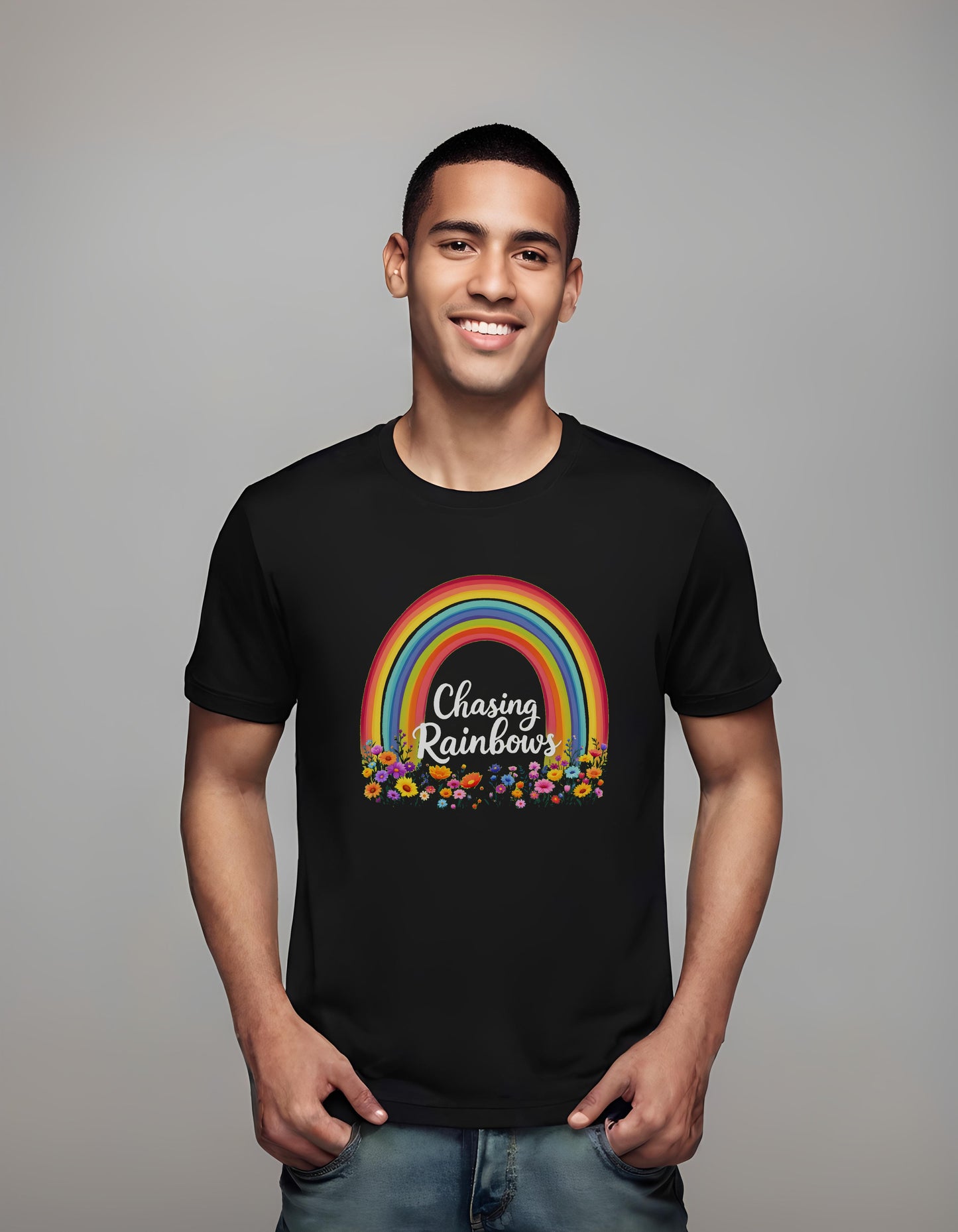 rainbow flowers - beauty - t-shirt - creatives