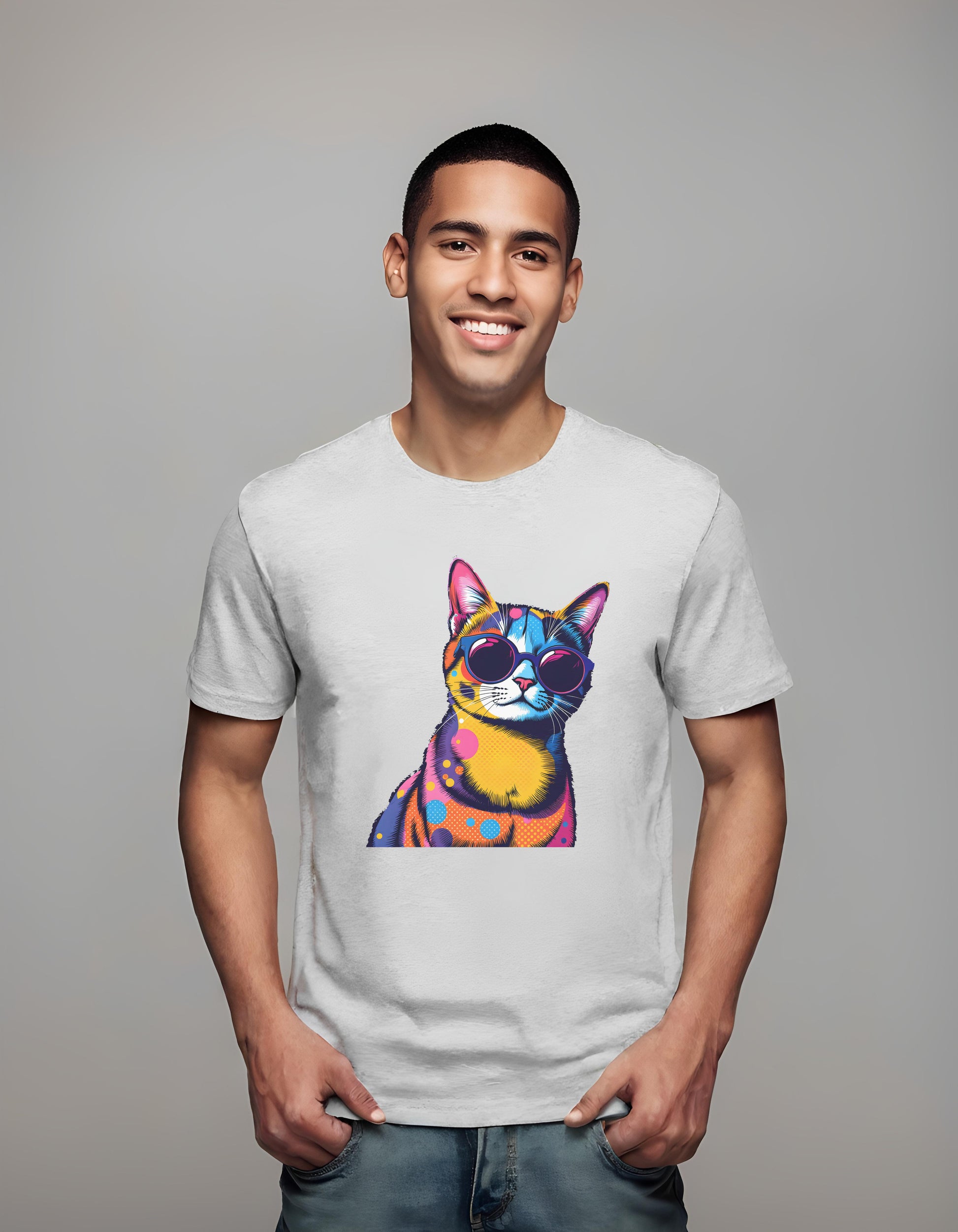 popart - t-shirt - vibrant cat shirt