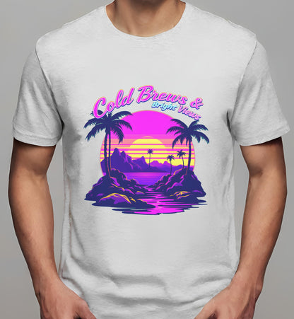 palm tree illustration - nostalgia - retro - t-shirt - athletic_heather