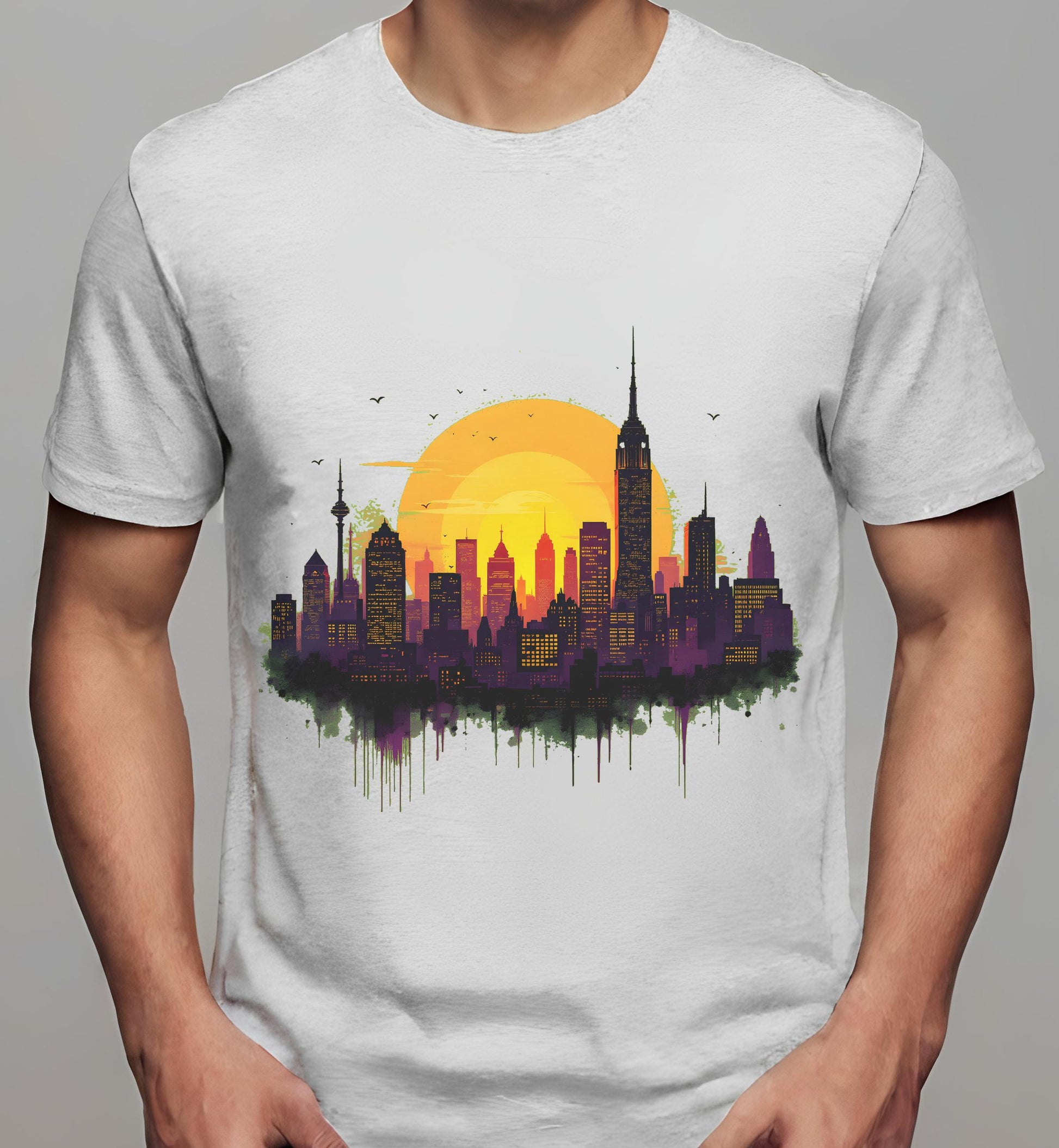 city lovers - t-shirt - athletic_heather - iconic skyline silhouette