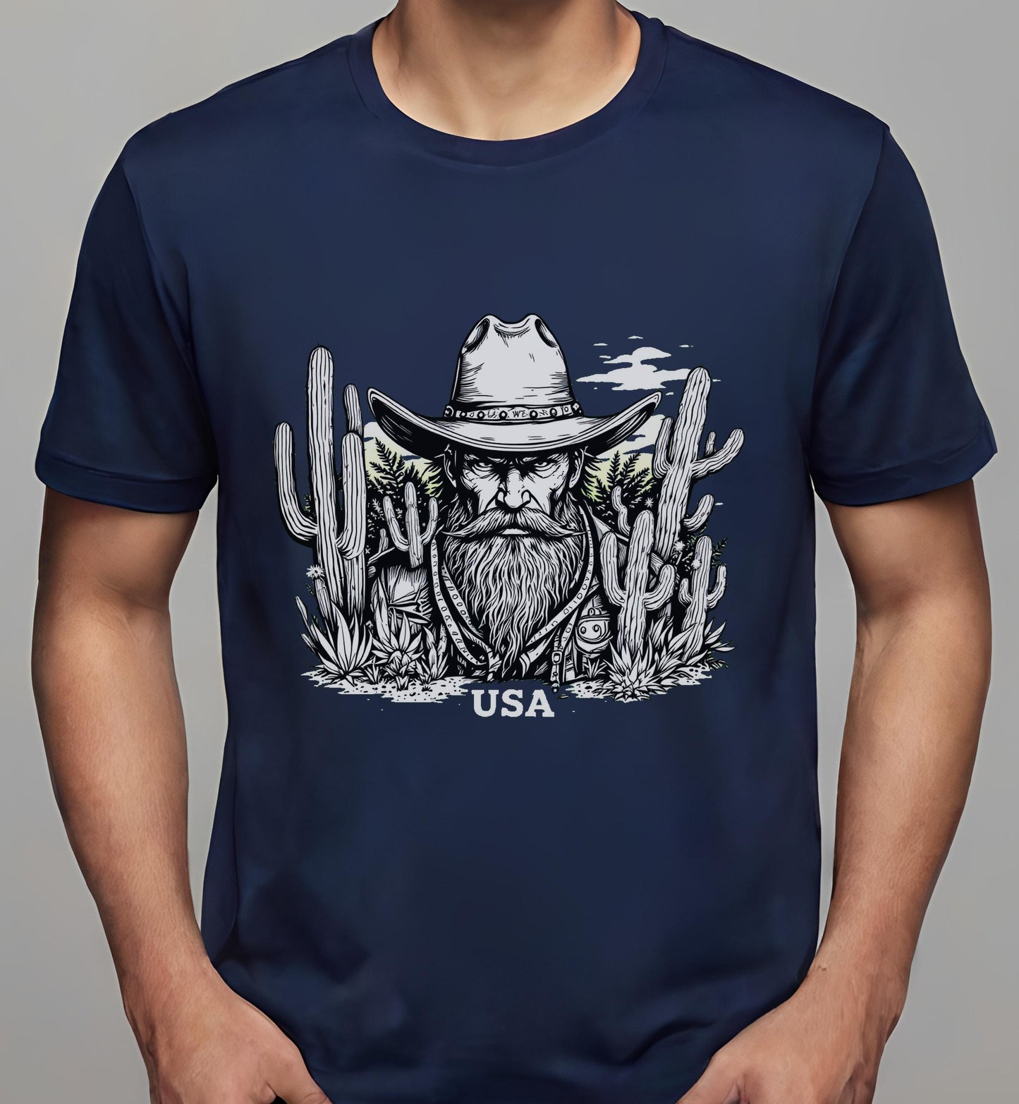 americana decor - rugged cowboy art - navy - t-shirt