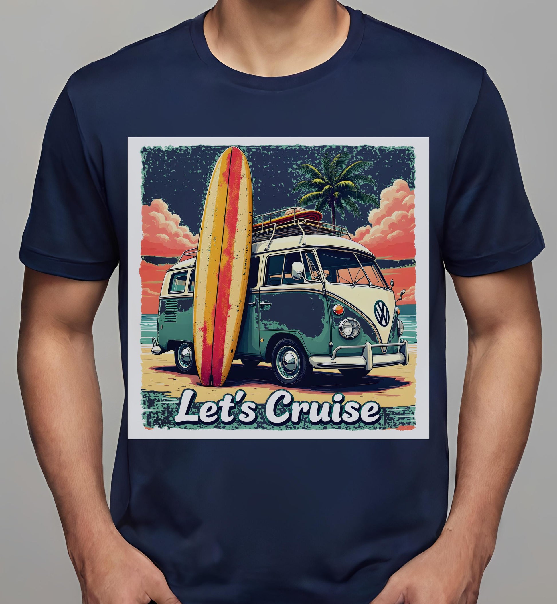 retrofuturism - vintage - navy - surf lifestyle decor - t-shirt