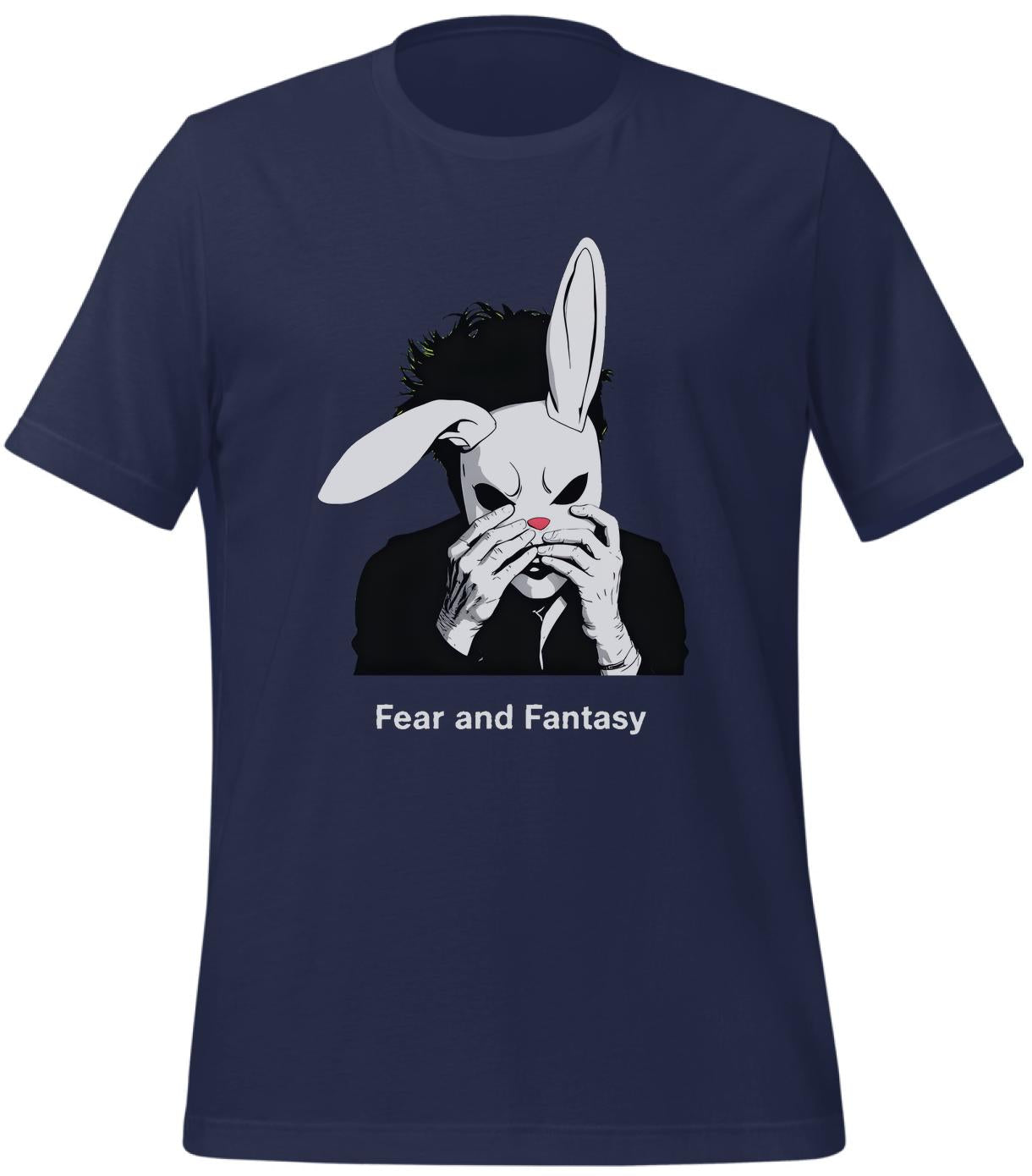 introspection - graphic t-shirt design - rabbit mask - t-shirt - navy