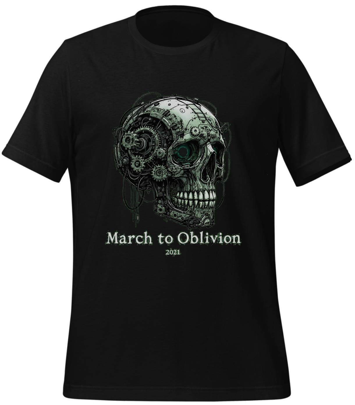 philosophical skull design - life and technology - black - t-shirt