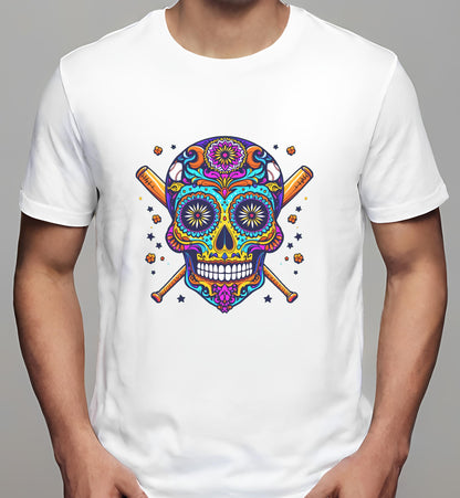 mexican culture art - skull - t-shirt - white