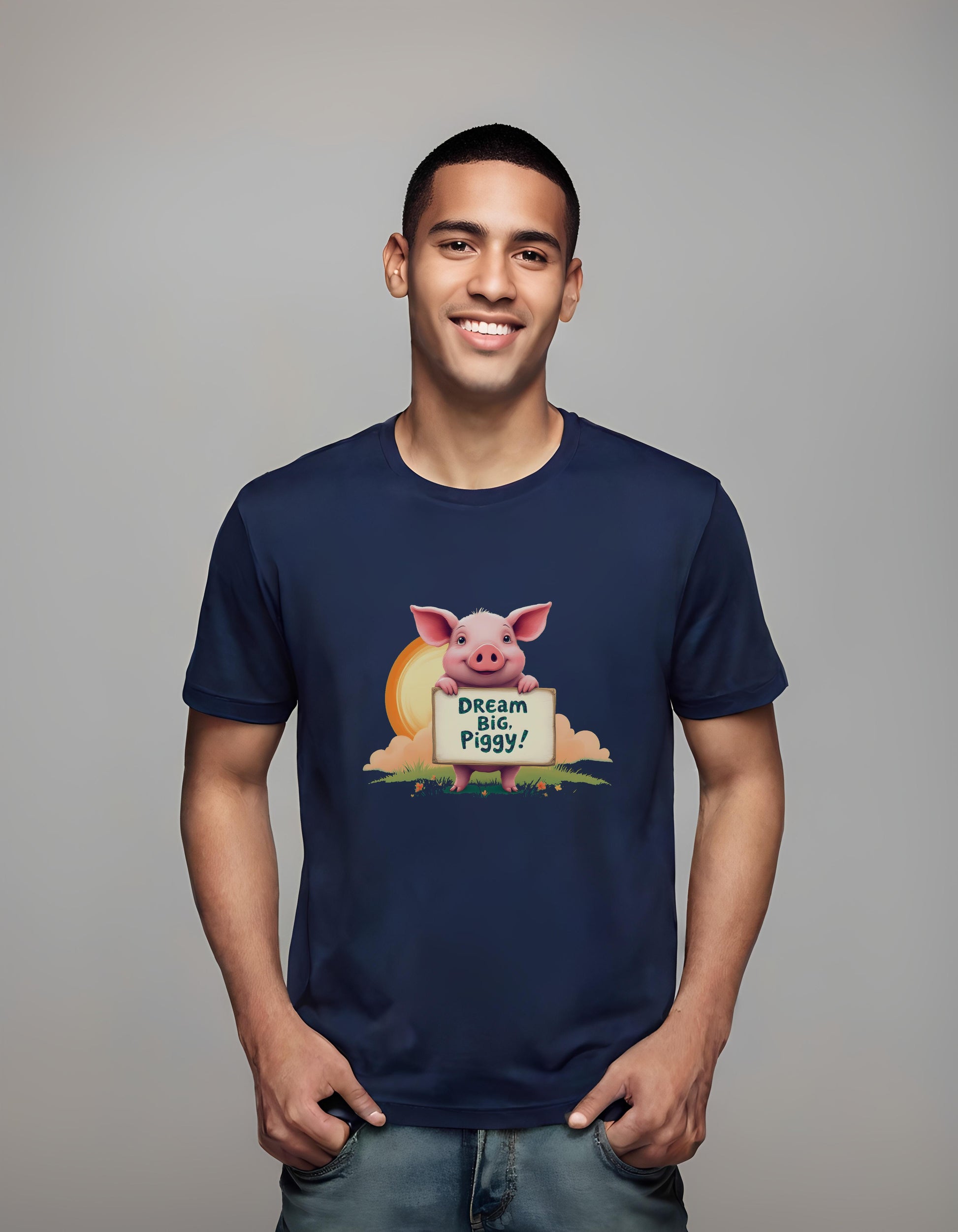 friendly pig character - nature - educational materials - t-shirt