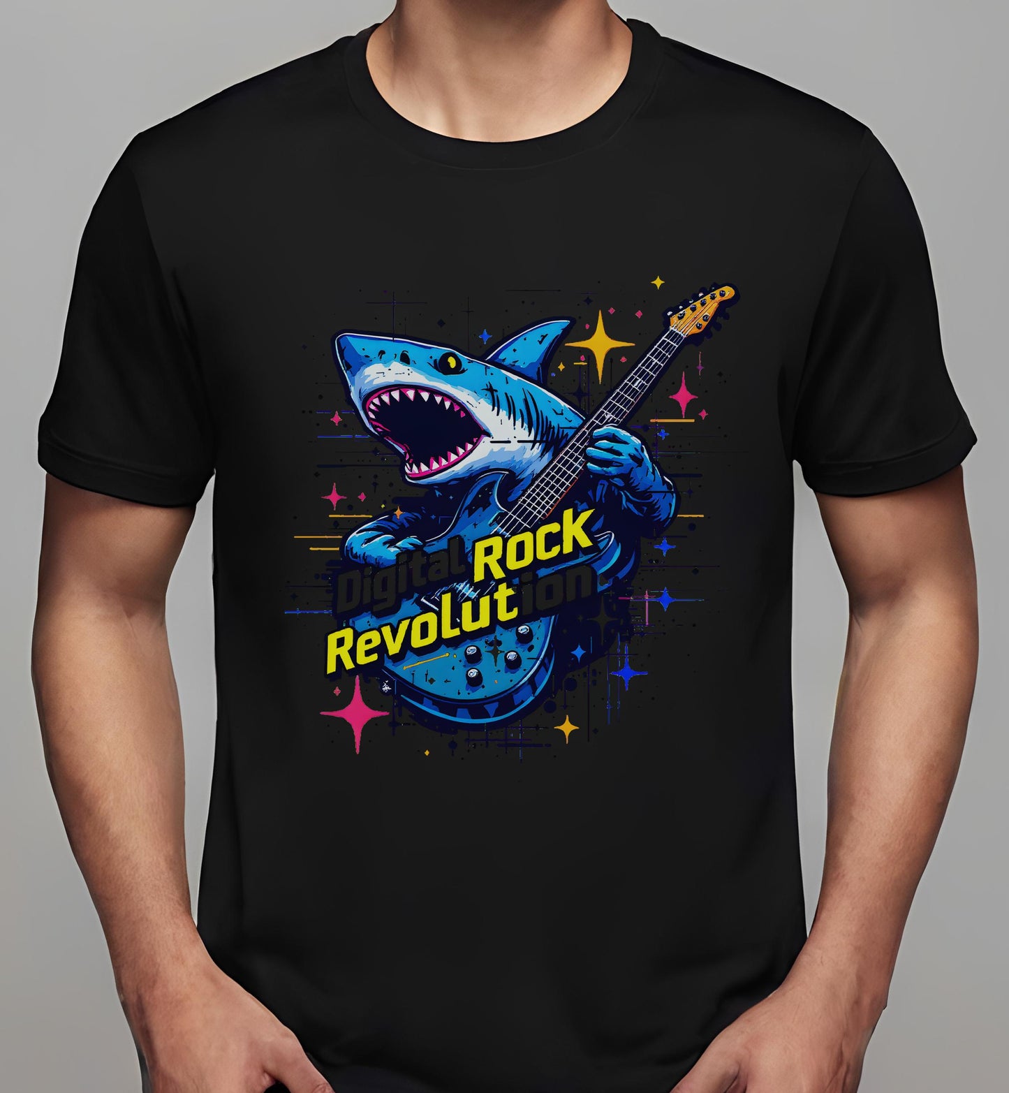 shark enthusiasts - music theme artwork - black - t-shirt