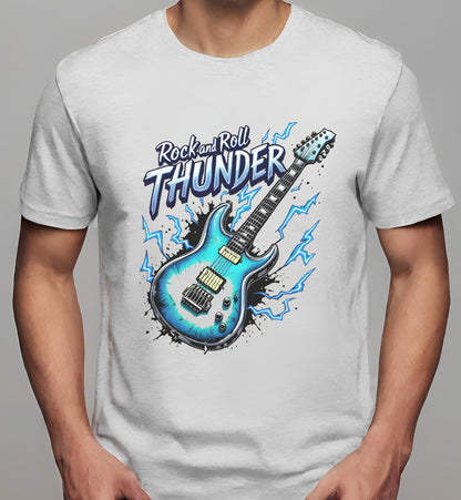 rock fans - eddie van halen shark guitar sweatshirt - athletic_heather - t-shirt - lightning bolt shirt