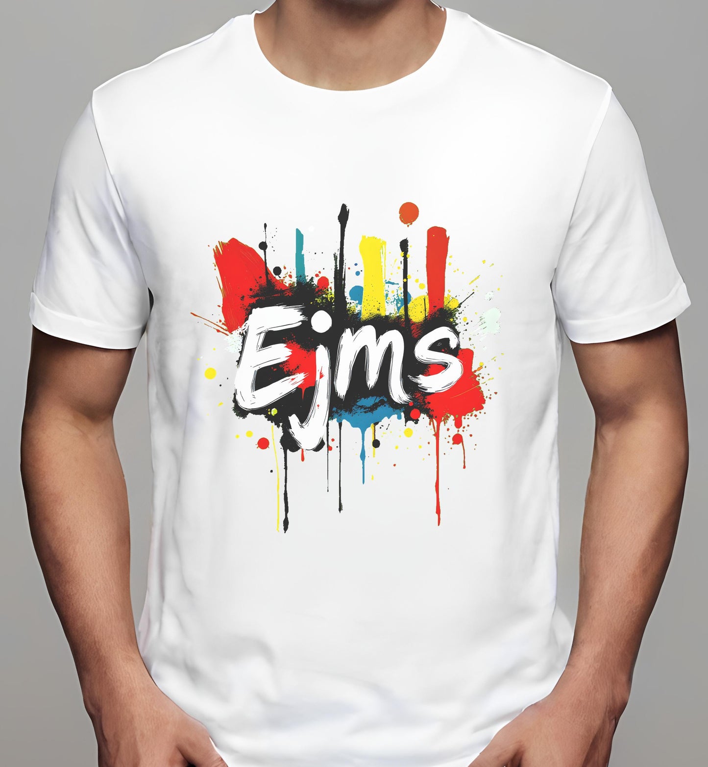 vibrant brush strokes - illustrators - colorful artwork - t-shirt - white