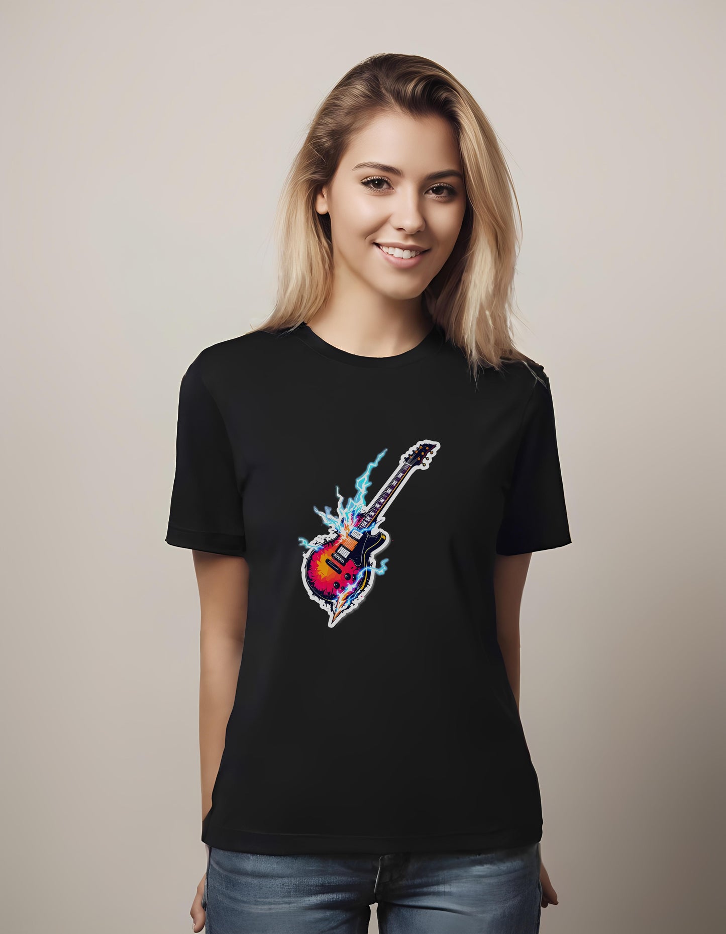 rock fans - unique guitar design - casual wearers - t-shirt