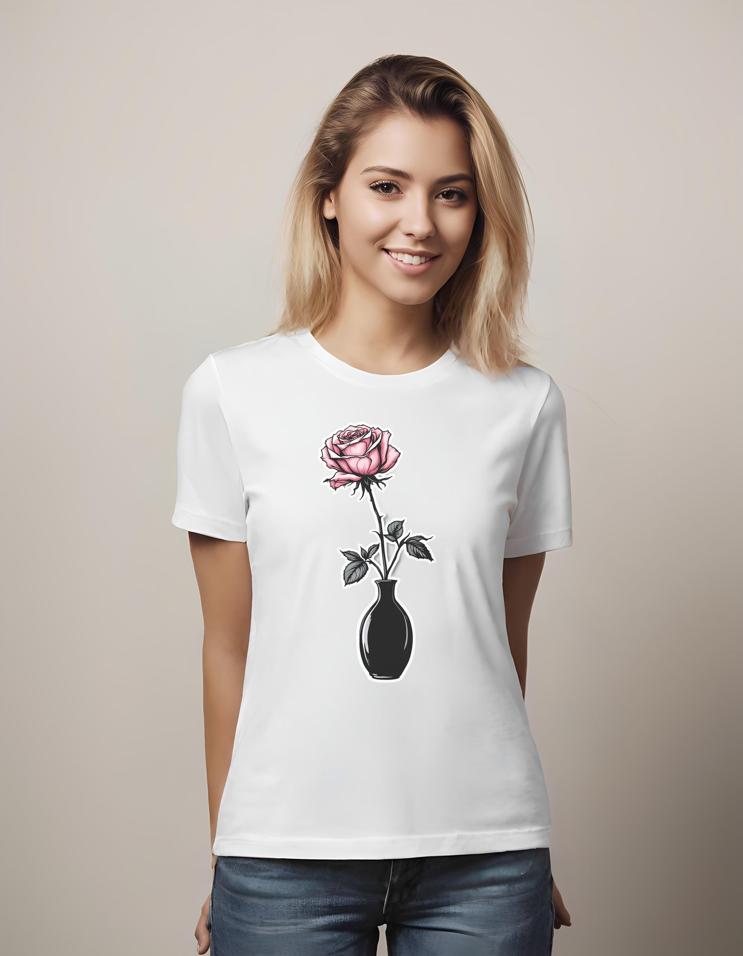 style - rose design - t-shirt