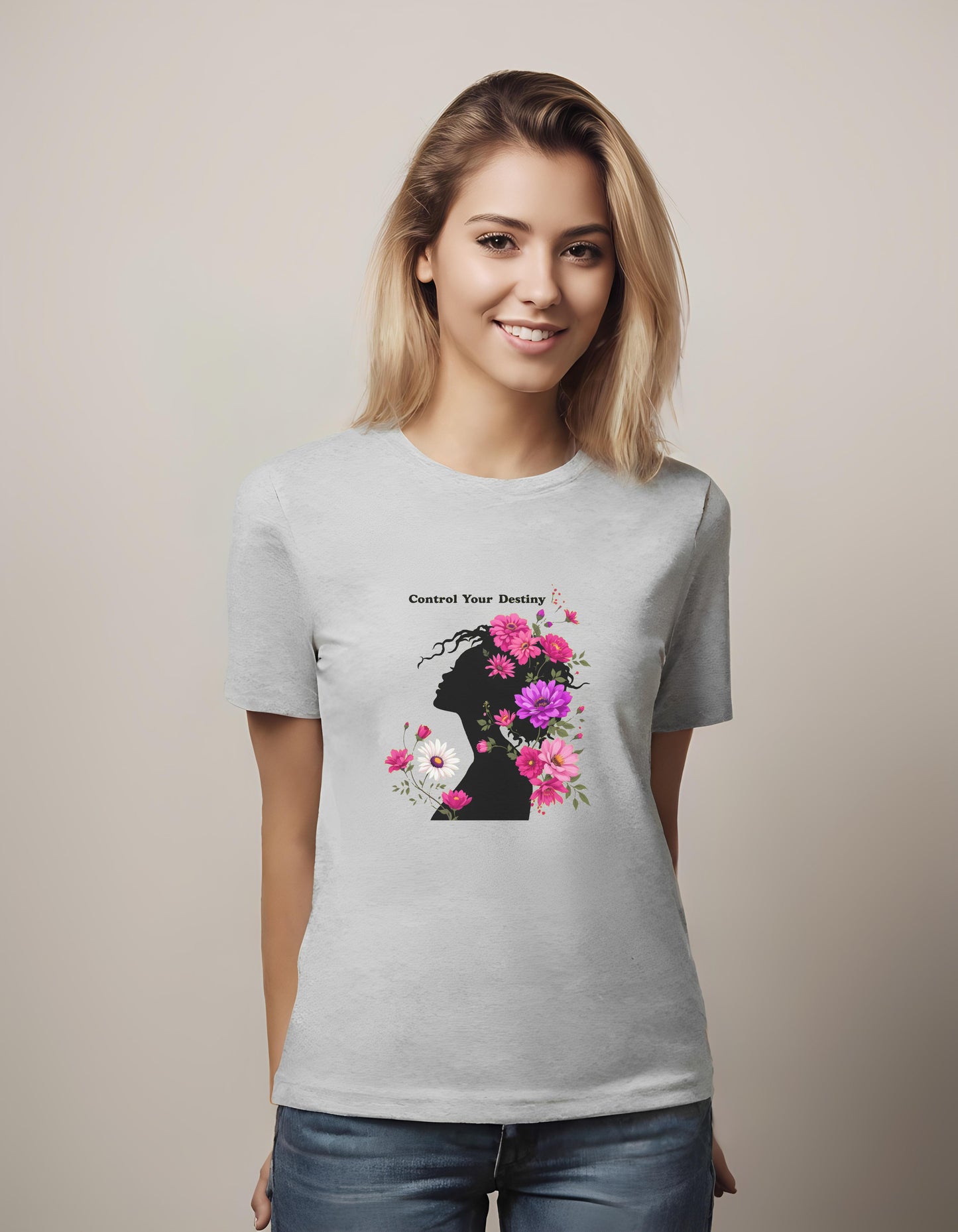 artistic floral silhouette - t-shirt - vibrant floral art