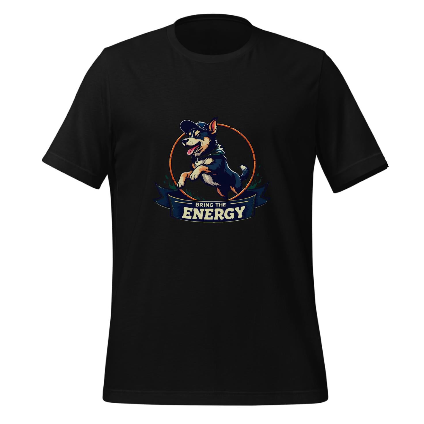 active lifestyle design - t-shirt - bring the energy design - hoop jumping dog