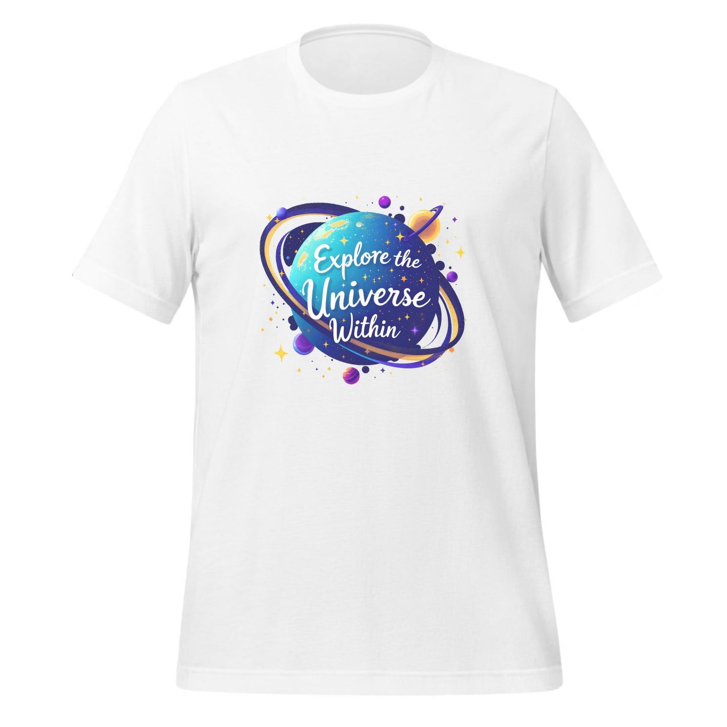 t-shirt - colorful planets - celestial elements - imagination seekers