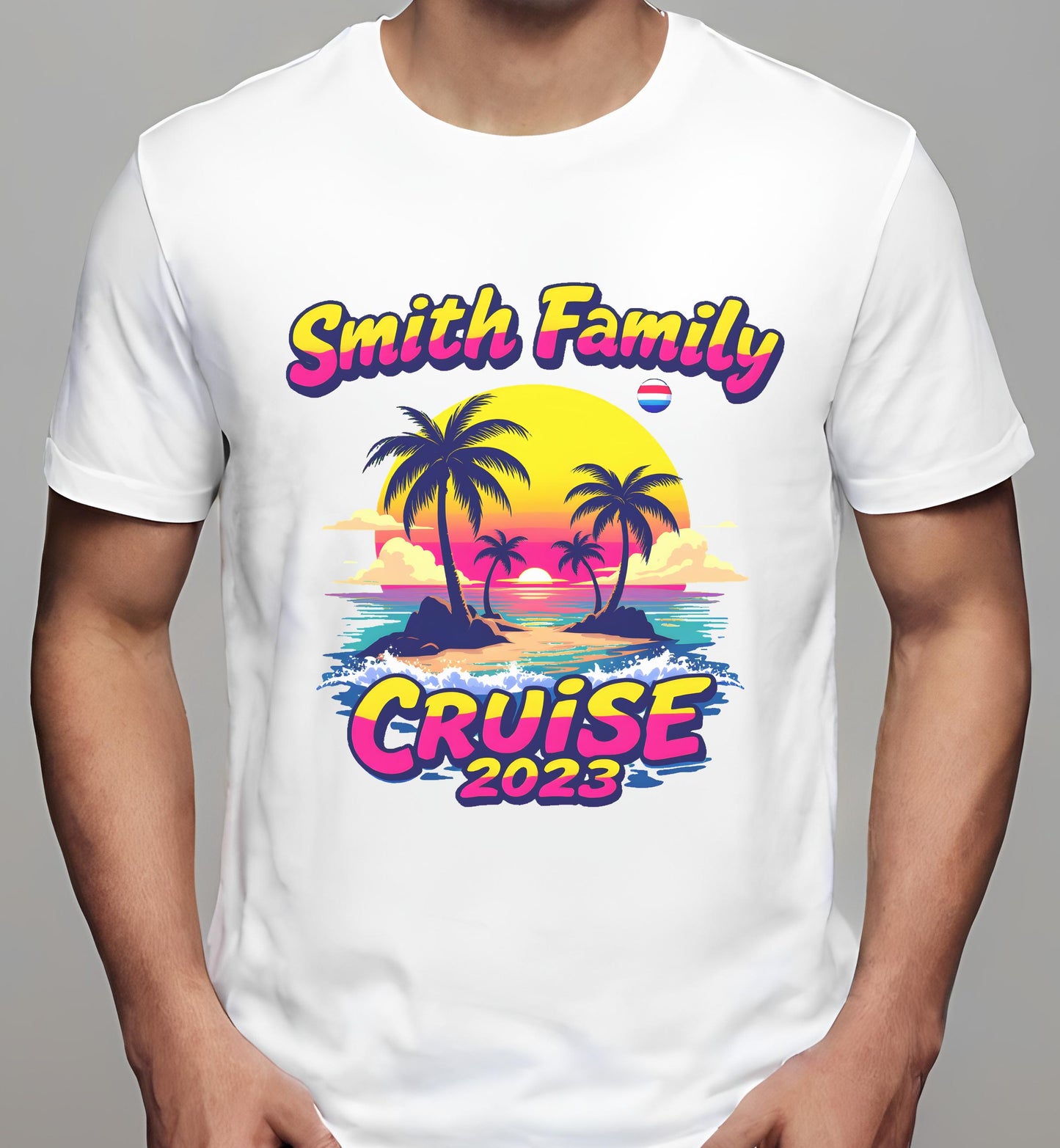 white - students - cruise enthusiasts - cheerful tropical decor - t-shirt